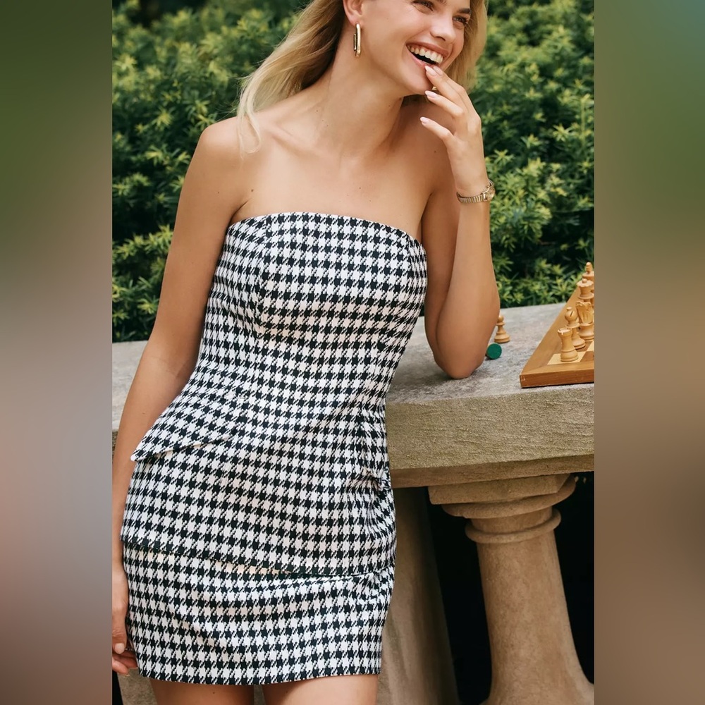 NWT Maeve Strapless Peplum Tweed Mini Dress